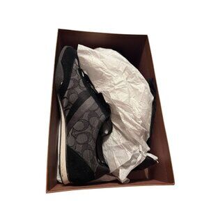 Coach Kelson Womens Black & Grey Signature Jacquard Lace-Up Sneakers 9.5 box inc